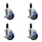 Service Caster 4'' Blue Poly Swivel 1-1/4'' Expanding Stem Caster Set with Brake, 4PK SCC-EX20S414-PPUB-BLUE-TLB-114-4 - alternate 1